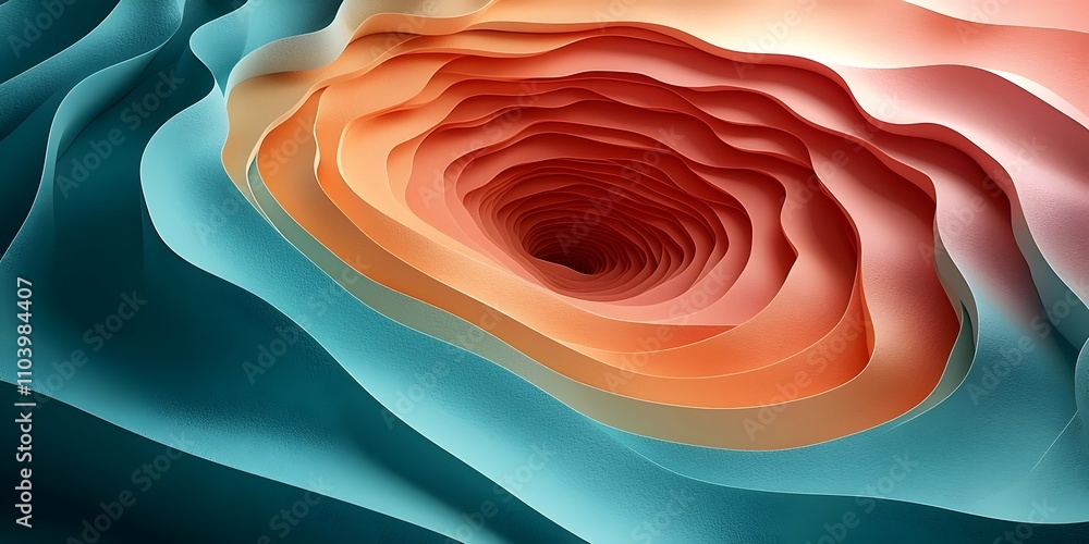 Poster a captivating close-up of swirling layers resembling rose petals in a gradient of warm oranges and c