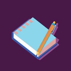 vibrant isometric style icon notebook and pen Illustration