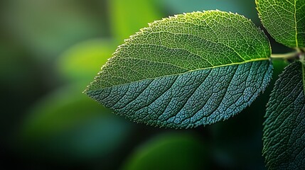 A close-up of a green leaf showcasing its intricate texture and vibrant colors.