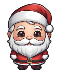 Christmas illustration. Cartoon style Santa Claus sticker with transparent background.