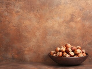 Bowl of nuts on a textured background