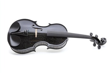 Elegant Black Carbon Fiber Violin Isolated on White