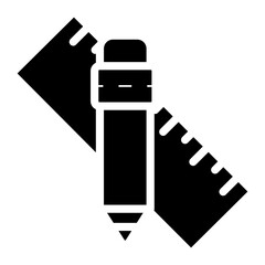 Obraz premium pencil and ruler glyph icon