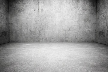 Empty Concrete Room Interior with Gray Textured Walls and Smooth Floor Ideal for Various Background Uses in Art, Photography, Design, and Creative Projects