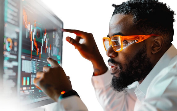 Big Data Evaluation by Data Scientist Isolated on Transparent Background PNG.