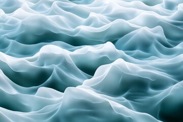 Obraz premium Ethereal Ocean Waves in Soft Blue and White Tones, Capturing the Fluidity and Serenity of Nature's Ocean Surface in Dreamy Textures and Gentle Movements