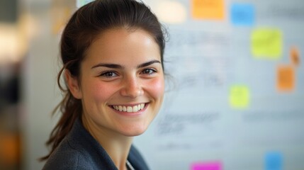 Obraz premium Empowering Female Manager Celebrates Key Milestones with Hybrid Team