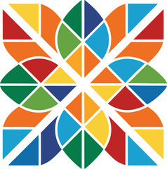 Colorful Geometric Abstract Flower Design, Vibrant Shapes Pattern