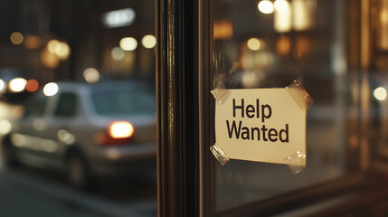 Help Wanted Sign in Diner Window