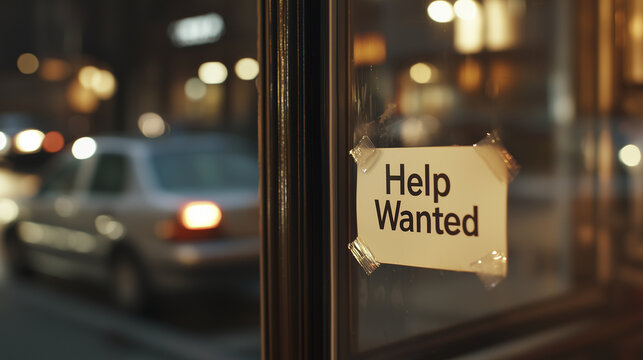 Help Wanted Sign in Diner Window