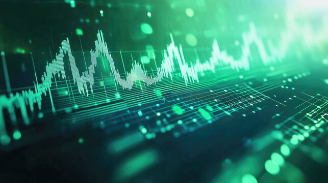 Interactive digital stock market chart in green and mint for financial analysis and presentations