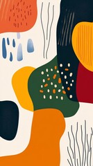 Abstract artwork featuring bold colors and organic shapes inspired by nature in a contemporary style