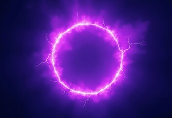 Obraz premium Purple abstract plasma lightning ring with glowing particles swirling in dark sky fantasy concept art