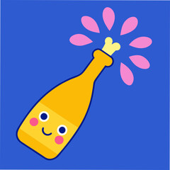 New Year's Champagne Bottle Popping Vector Illustration with Celebratory Theme