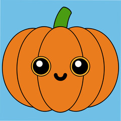 Orange Pumpkin Vector Illustration with Bold Lines in Artistic Style
