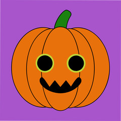 Spooky Halloween Pumpkin Vector with Scary Face Design