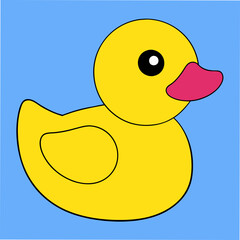 Yellow Rubber Duck Vector Illustration with Fun Playful Design