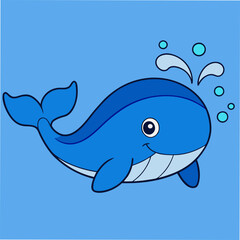 A cheerful whale splashing water in a playful vector design
