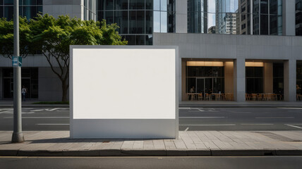 Large blank white city street billboard mockup.Blank street billboard mock-up template to showcase your brand or message to a wide audience.
