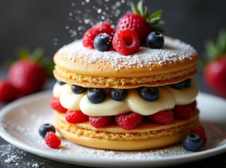 Macaron Tres Leches Napoleon,  Fusion menu ideas, desserts foods fusion 