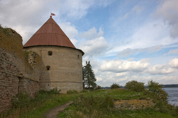 Fototapeta premium Russia Saint Petersburg Shlisselburg on a cloudy summer day