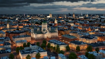 Obraz premium 3D cityscape of Helsinki with label.