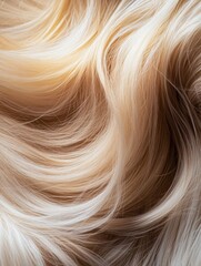 Naklejka premium Close-up of blonde hair, light honey-blonde and very bright blonde color with highlights, wavy in shape, product photography.