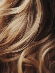Fototapeta premium Close-up of blonde hair, light honey-blonde and very bright blonde color with highlights, wavy in shape, product photography.