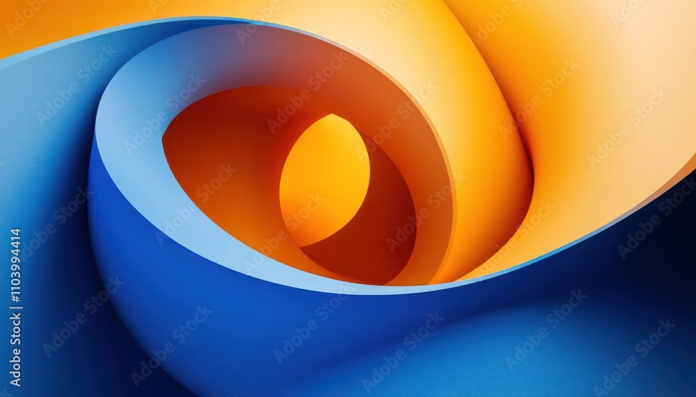 Poster Abstract Curves of Blue and Orange in a Swirling Pattern Highlighting Modern Design Sensibilities and Fluid Shapes for Creative Backgrounds and Visual Projects