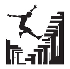 PARKOUR player silhouette vector illustration