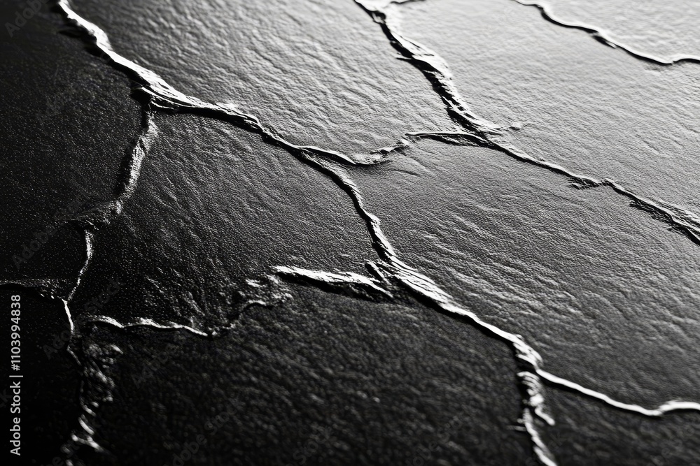 Poster intricate dark textured surface with cracks and grooves captured in high resolution for abstract or 