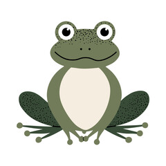 Cartoon cute frog. Forest, woodland animals. Children illustration. Kids style