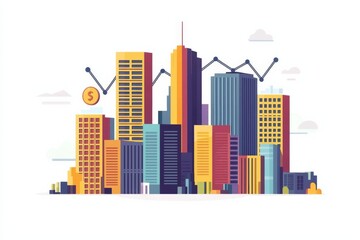 Obraz premium Conceptual flat business illustration on isolated white background