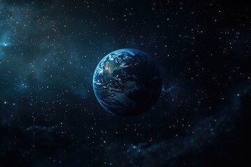 Obraz premium A view of the Earth from space with stars shining bright in the background