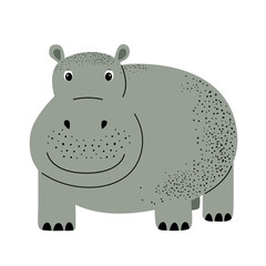 Cartoon cute hippopotamus. Wild hand drawn animals. Childish illustration. Kids style