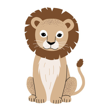 recommend clip art: Cartoon cute lion. Wild hand drawn animals. Childish illustration. Kids style