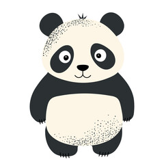 Obraz premium Cartoon cute panda. Wild hand drawn animals. Childish illustration. Kids style
