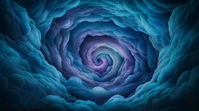 Ethereal Blue Vortex Mystical Abstract Serenity in Digital Art