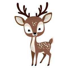 Cartoon cute reindeer. Forest, woodland deer. Children illustration. Kids style