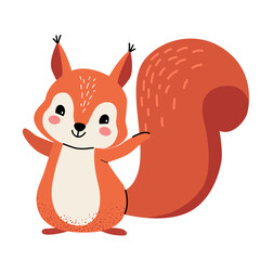 Cartoon cute squirrel. Forest, woodland animal. Children illustration. Kids style