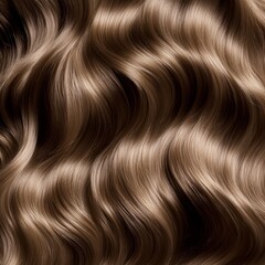 Naklejka premium Close-up of sleek, smooth, wavy brown hair. the hair is shiny and healthy, reflecting subtle highlights