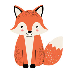 Cartoon cute fox. Forest, woodland animal. Children illustration. Kids style