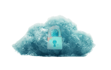 Padlock on Cloud Security Screen Isolated on Transparent Background PNG.
