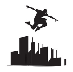 PARKOUR player silhouette vector illustration
