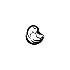 A Swan black logo design vector illustration, duck logo icon design, creative idea