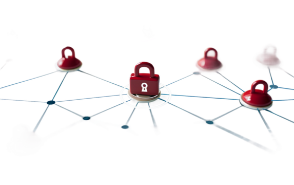 Padlock Symbol on Secure Network Interface Isolated on Transparent Background PNG.