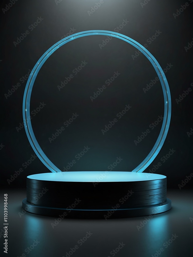 Aufkleber 3d podium background with a tech stage, glowing platform for display.