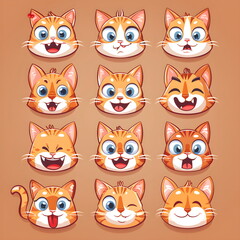 Adorable Cat Emoticons Set for Creative Projects and Graphic Designs