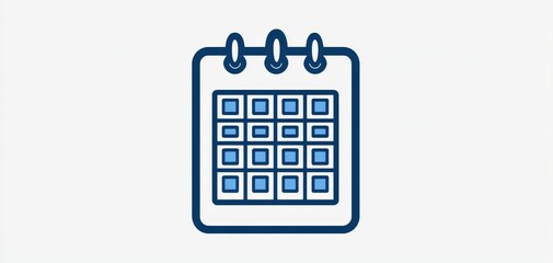 Minimalist Calendar Icon in Navy Blue - Clean Vector Design for Scheduling Apps and UIs