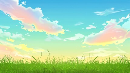 Obraz premium Morning Glow Sky and Grass Background Image